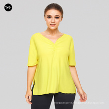 Summer Yoga Shirts Women Round Collar Slim Quick Dry Yoga T Shirt Skin-friendly Fitness Workout Crop Top Women Gym Shirt